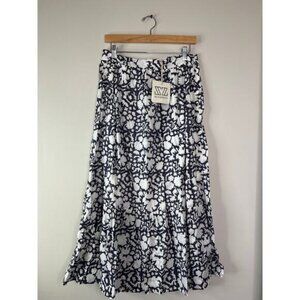 NWT SZ Block Prints Tier Midnight Blue & White Pull Over Maxi Skirt Size: Large